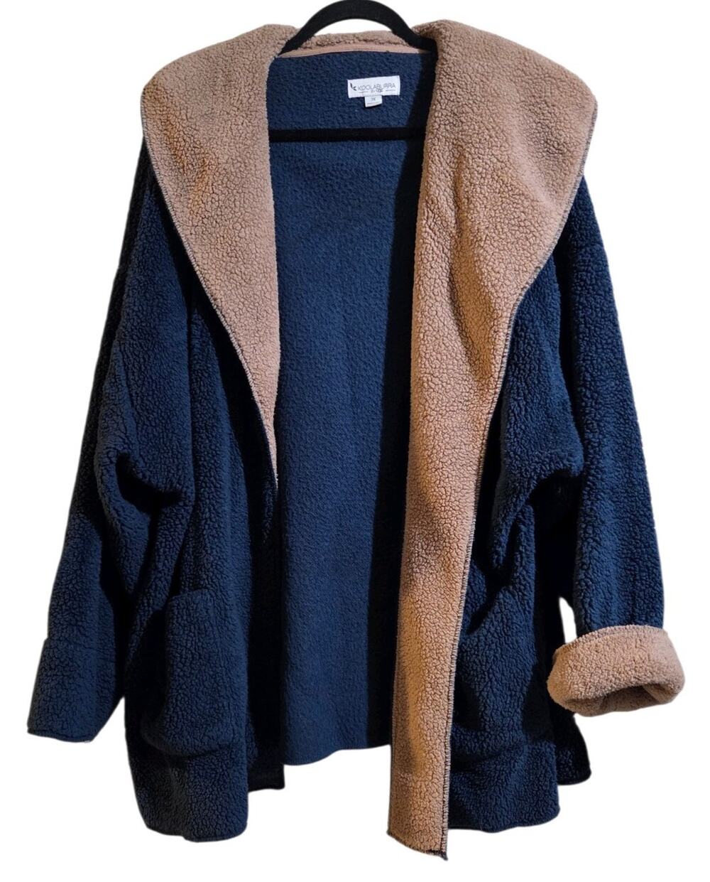 Koolaburra by UGG Women's Cozy Sherpa Shawl Collar Open Front Jacket Plus Sz 3XL